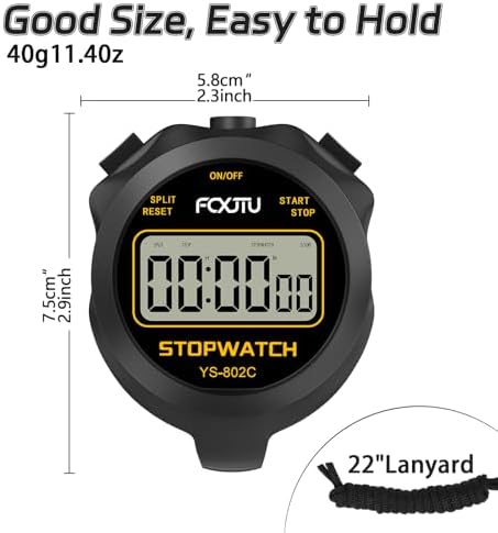 FCXJTU Simple Digital Sports Stopwatch, No Bells, No Clock, No Alarm, Simple Basic Operation, Silent, ON/Off, Pure Stopwatch for Swimming Running Training Kids Coaches Referees Teachers - 3
