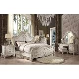 Acme Versailles Queen Wooden Panel Bed in Bone and White