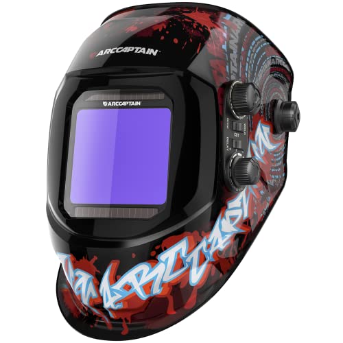 Arccaptain - US ARCCAPTAIN Auto Darkening Welding Helmet, 3.94"X3.66" Large Viewing Screen