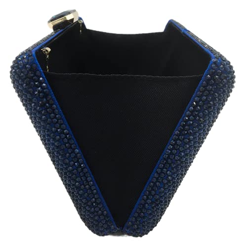Elegante bolsa feminina clutch de cristal para noite bolsa de mão para casamento, Azul-marinho
