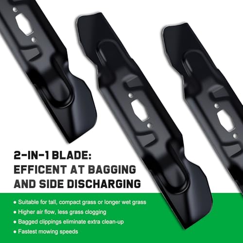 Image of Grasscool ZT1 54 inch Mower Blades Replace Cub Cadet 742P05086 742P05086X for Enduro XT1 GT54 ST54 Ultima 54P ZT2 54 inch Zero Turn Tractor (S-Shaped Hole)