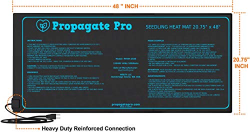 Propagate Pro 4' Foot Seedling Heating Mat | Fits (4) Standard 1020 Tray | 48" Inch Germination Grow Heat Pad For Seed & Starter Plants Soil Warmer For Indoor Home Gardening (20X48 Single) #TOP2