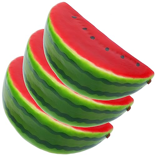 HOOTNEE 3pcs Artificial Fruits Watermelon Decorations Tabletop Decor Photo Prop Realistic Watermelon Slice Fake Watermelon Slices Desktop Model Showpiece Fruit Slices Foam Watermelon Decor