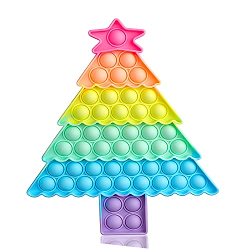 Image of Boniry Push Pop it Bubble Fidget Toy, Pop it Bag Octopus Fidget Spinner Toys Multi Color (Christmas Tree M) (Pack of 2)