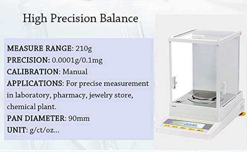Balanza analítica de Alta precisión 210G/0.0001G Balanza Digital para Laboratorio, Farmacia, joyería, Planta química y Escuela