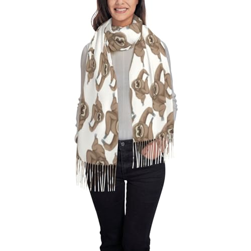 DUWAA Foulard imprimé paresseux pour femme léger et doux pour l'automne et l'hiver avec franges