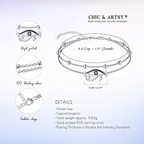 Image of CHIC & ARTSY 925 Sterling Silver Ankle Bracelets for Women, Dainty Adjustable Layered Foot Chains with Symbolic Charms, Boho Beach Everyday Lightweight Jewelry