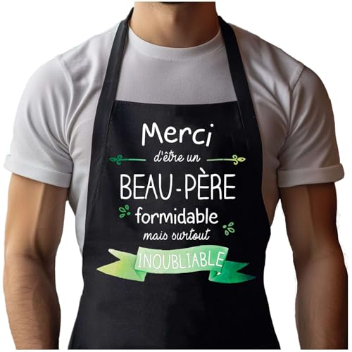 Tablier noir de cuisine pour barbecue et sessions de jardinage