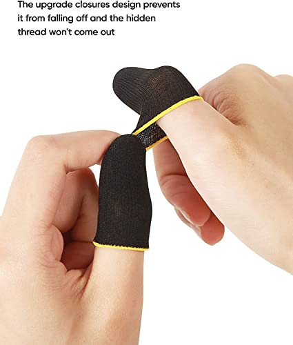 Image of Thumb & Finger Sleeve for Mobile Game with Super Conductive Fiber Fabric, Anti-Sweat & Breathable for PUBG, Garena Free Fire, Rules of Survival, Knives Out, COD Mobile (5 Pair-10 pcs With Black Pouch)