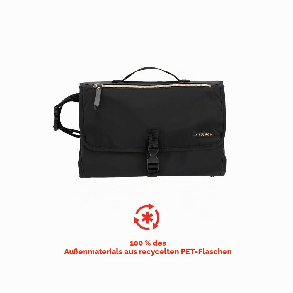 Skip Hop - Envi Luxe Eco-Wickeltasche, Schwarz, geräumige Wickeltasche für Babys und Kleinkinder, Organizer-Tasche mit vielen Fächern, leicht zu reinigen, ideal für unterwegs und als Mama-Tasche