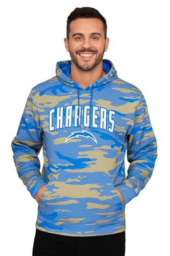 Zubaz NFL Men's All-Over Team Color Camo Lines Hoodie - Los Angeles Chargers, 5X-Large