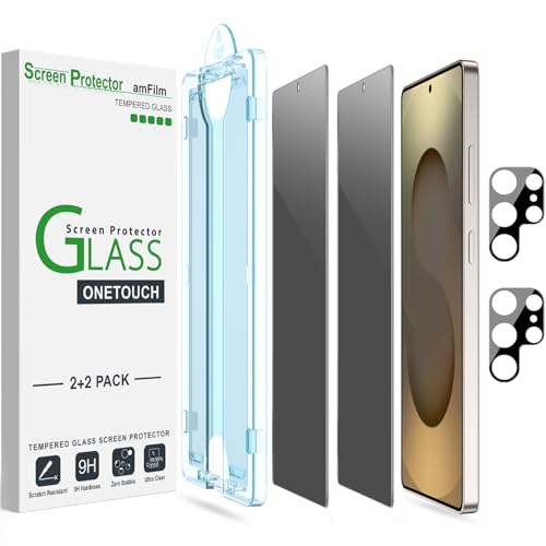 El Mejor Listado de Privacidad y pantallas de protección Top 10. 50 amFilm (2+2Piezas) OneTouch de Privacidad Protector de Pantalla Compatible con Samsung Galaxy S25, Mica Vidrio Templado, y Protectores de Lente de Cámara, Protección Contra...
