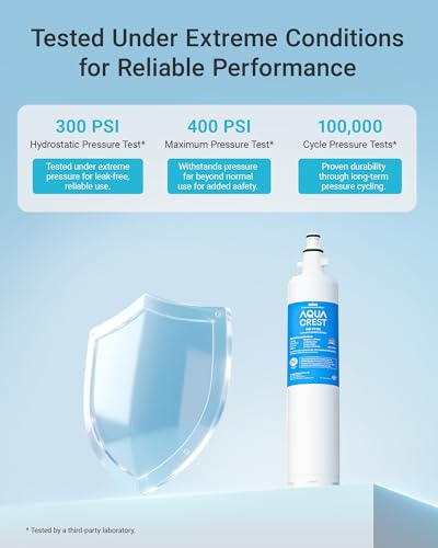 Image of AQUA CREST AQF-FF19C Replacement for GE RPWFE, RPWF (with CHIP) Refrigerator Water Filter, Compatible with GYE22HMKES, GYS22GMNES, GYE22HBLTS, DFE28JSKSS, GFE28HMHES, GNE29GYNFS, 2 Filters