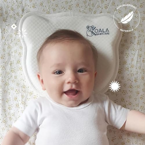 Zdejmowana poduszka dla noworodka Plagiocephaly (z dwoma poszewkami) do profilaktyki i leczenia płaskiej głowy z pianki memory - biała - wzór zarejestrowany KBC