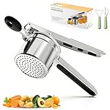 Prensapatatas de Acero Inoxidable con 4 Discos Intercambiables y Pelador – Prensa para Patatas Resistente Heavy Duty para Puré Casero, Comida para Bebé – Apto para Lavavajillas