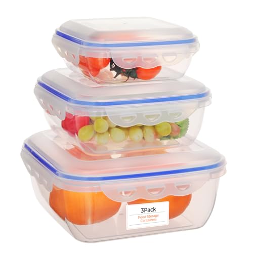 VINATO Recipientes Herméticos Para Alimentos - Meal Prep Containers Sin BPA Apilables 3 Piezas 650ml+1500ml+2800ml - Taper Plastico Para Microondas Nevera Y Lavavajillas