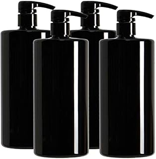 Youngever 4 Pack 1000ML Pump Bottles for Shampoo (1 Liter), Empty Shampoo Pump Bottles, Plastic Cylinder with Lockdown-Leak Proof-Pumps Black Color