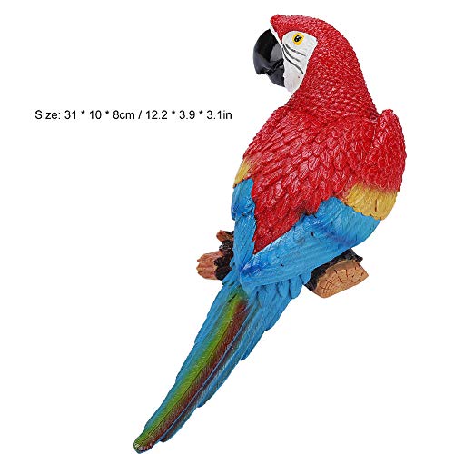 HERCHR Realistic Parrot Sculpture Resin Hanging Parrots Garden Statue Lifelike Bird Figurine Landscape Ornament 12.2×3.9×3.1in Patio Yard Lawn Figurine Birds Animal Outdoor Garden Tree Decor - Image 4