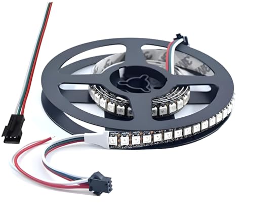 Image of WS2812B RGBIC LED Strip Light 1 Meter, 144 Individually Addressable LEDs, High Density Pixel Strip, 5V RGB Lighting for DIY Projects, Gaming Setup, TV Backlight & Room Decor
