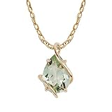 10k Yellow Gold Genuine Pear-shape Green Amethyst Teardrop Pendant Necklace