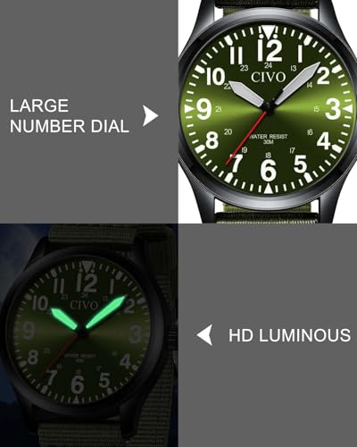 CIVO Analog Wrist Watches for Men: Waterproof Stainless Steel Mens Watches - Silver Watch with Easy Read Dial Men's Watch for Gift