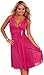 Sleeveless V Neck Rhinestone Sheer Layer Evening Party Cocktail Dress