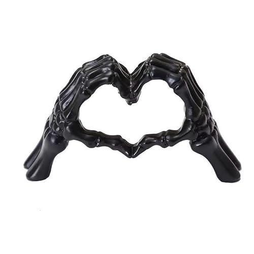 Dszemie Halloween Gothic Skeleton Hand Heart Sculpture, Resin Skull Hand Statue Gothic Vibes for Bookshelf Decor, Coffee Table Decor, Home, Desktop Ornament, Unique Gift Idea