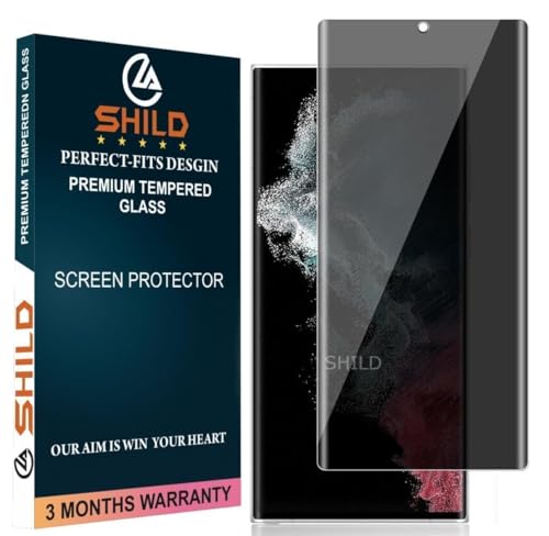 Image of EZ-GLAZ Privacy Tempered Glass for Samsung Galaxy S22 Ultra (Pack of 1) | Curved UV Privacy Glass | 9H Hardness | Anti-Spy Screen Protector | Fingerprint Unlock Support | HD Clarity | Case Friendly