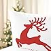 CaliTime Pack of 2 Soft Canvas Throw Pillow Covers Cases for Couch Sofa Home Decoration Christmas Holiday Reindeer with Stars Print 18 X 18 Inches Christmas Red
