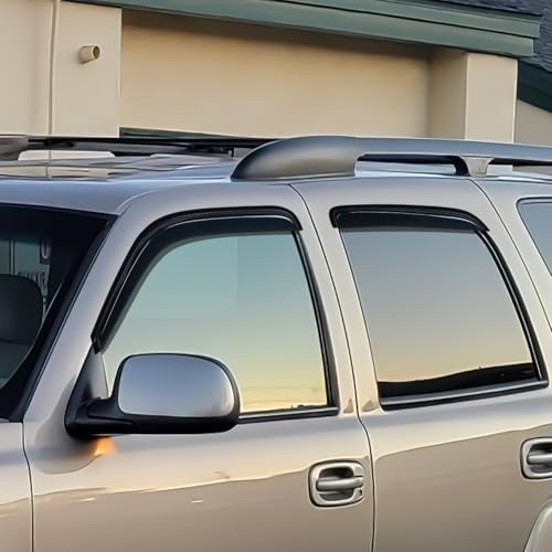 Image of Nilight Tape-On Rain Guards for Chevy Tahoe /GMC Yukon 2000-2006, 4PCS | Fits Tahoe /Yukon 2000 2001 2002 2003 2004 2005 2006 Smoke Window Visors for Fresh Air in Rainy Weather