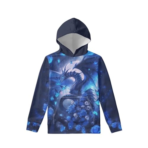 Image of WELLFLYHOM Boys Hooded Sweatshirts Hoodie Pullover Cool Graphic Crewneck Blouses Size 6-16