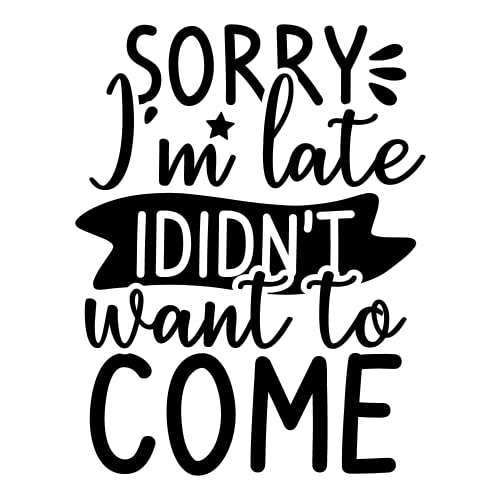 SEC Apparel Funny Iron On Transfers Patches Decal Vinyl for t Shirts Fabric Clothing - Sorry I’m Late I Didn't Want to Come