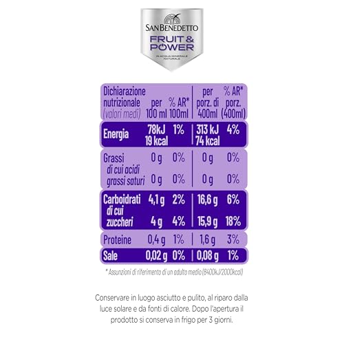 San Benedetto, Energy Drink Fruit & Power Zero, 12X400 Ml, Bevanda Energetica Al Gusto Di Frutta, Con Caffeina E Taurina, Zero Zuccheri Aggiunti, Un'alternativa Al Caffè Fresca E Gustosa - 2