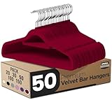 Utopia Home - Antirutsch-Kleiderbügel aus Samt - rutschfeste und strapazierfähige Kleiderbügel aus Samt mit Krawattenhalter - Stark genug, Jacken und Pullover zu halten (Burgund, 50er-Pack)