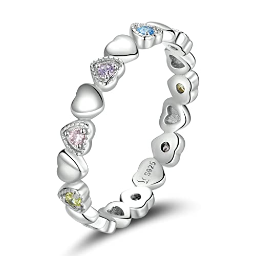 Bagues d'amour arc-en-ciel en argent, bijoux fins de fiançailles pour femmes