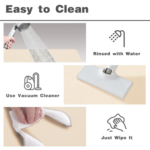Bath Mat, Bathroom Rugs Non Slip Washable Thin Absorbent Quick Dry Bath Mat Fits Under Door Bathroom Floor Mat Perfect for Bath, Shower, or Sink 36"x60" Beige