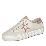 Absatzhöhe: 0 - 3 cm Paul Green Damen 4810 Sneaker Low Sterne Glattleder weich gepolstert Frottee, Groesse 38 1/2, beige