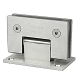 AMHIL Hinge, Stainless Steel Bathroom Clip Shower Room Glass Door Hinge Frameless Glass Door Clamp Glass Hinge 90 Degree Flat Fixtures Bath