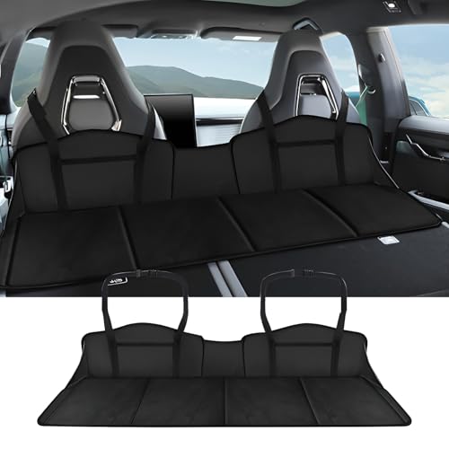 SYWAN Car Rear Seat Mattress Extension Plate, Foldable Car Mattress Portable Mattress for Sleeping, Increase Travel Space Mattress Accessories for SUV, Trunk, Model Y/3 (Black)