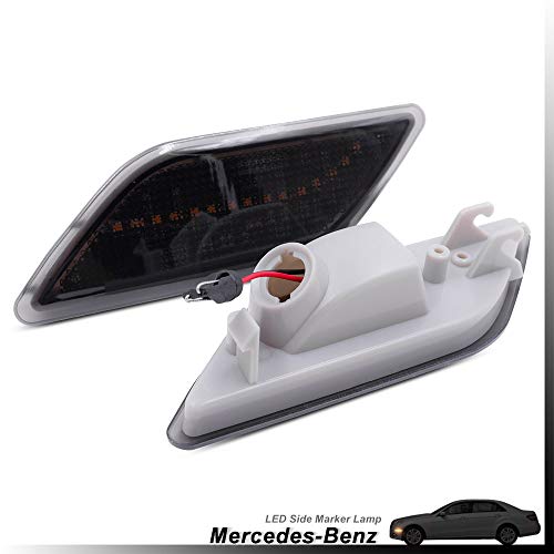 Smoke Lens Amber LED Front Bumper Side Marker Light Kits for 2010-2013 Mercedes-Benz W212 E-Class Pre-LCI E350 E550 E63 AMG Sedan/Wagon Driver Fender Turn Signal Sidemarker Lamps Replacements