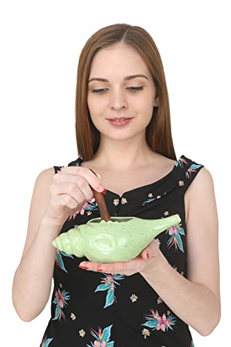 Image of Leak Proof Durable Ceramic Jala Neti Pot with Nostril Plugging Support - Better Capacity - Holds 300 ml - Spill Proof with Comfort Grip - Lead-Free and Microwave and Dishwasher Safe - Green