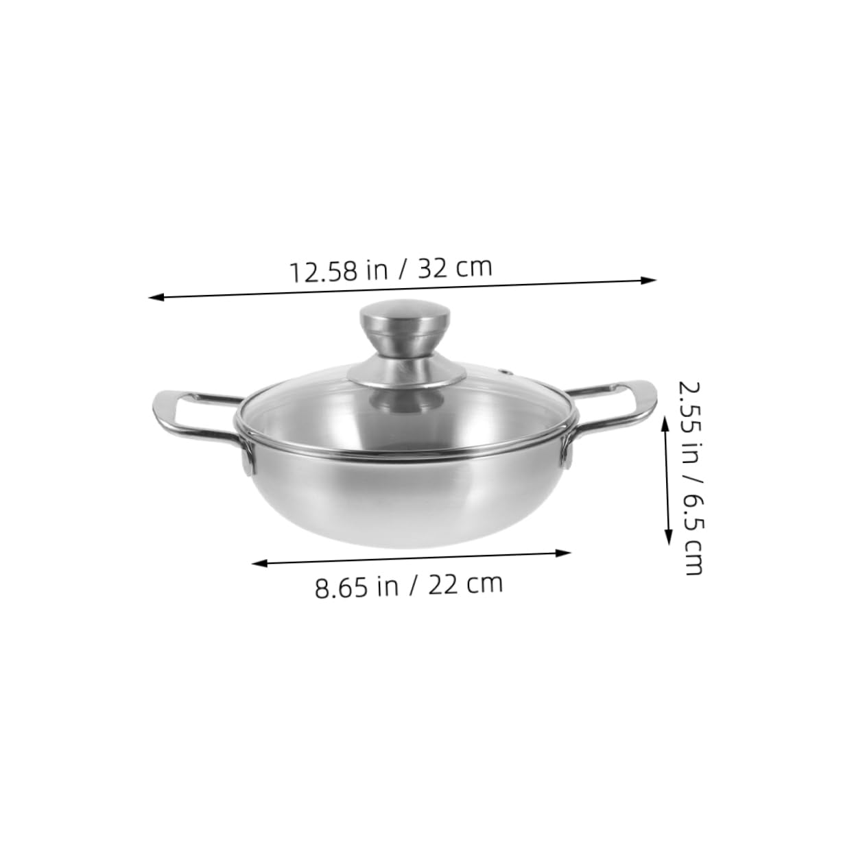 Yardwe Mini Outdoor Pot Double Handle Wok Portable Stainless Steel Cooking Pan Heat Resistant for Camping Picnics Easy to
