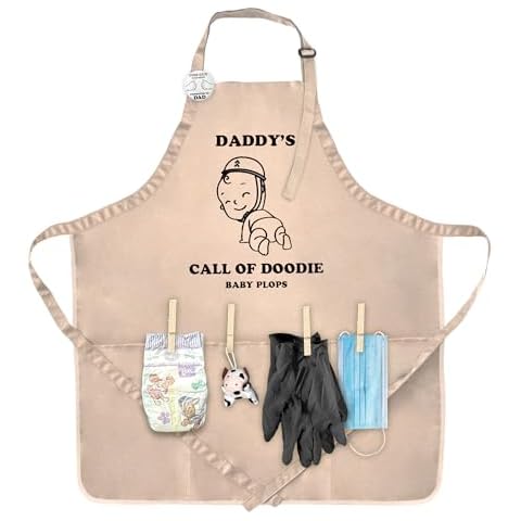 MUNIFICENCE Daddys Call Of Doodie Beige Apron Great Gift for New Dad to be Cover