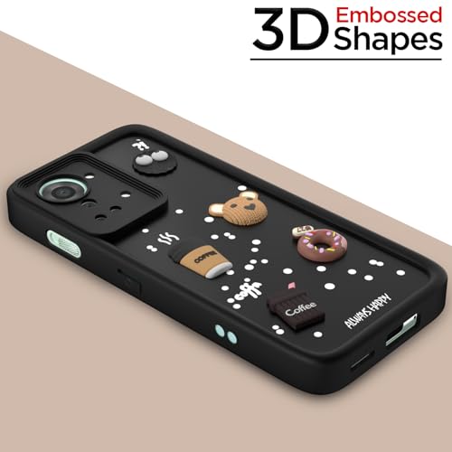 Image of Pikkme Back Cover for OnePlus Nord 2T 5G | 3D Cartoon Silicone Case Cute & Fun Full Protective Bumper Cover (Black)