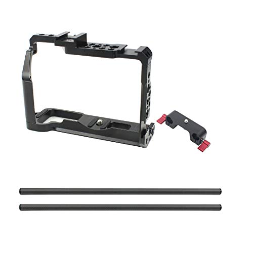 Image of CNC Camera Cage Rig 15mm Rail Rod Clamp Follow Focus Support Compatible with X-T3 /XT3 /XT2 /X-T2 SLR Photography Stabilizer (with Rail Tubes A)