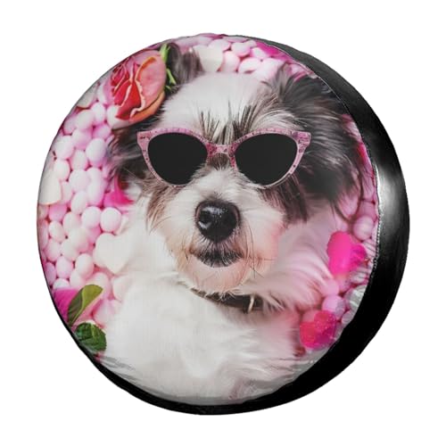 Image of Dujiea Dog Staring At You Spare Tire Cover, Universal Wheel Tire Cover Waterproof Dust-Proof Tire Protectors for Trailer Rv SUV Truck Camper and Many Vehicle 14 15 16 17 Inch
