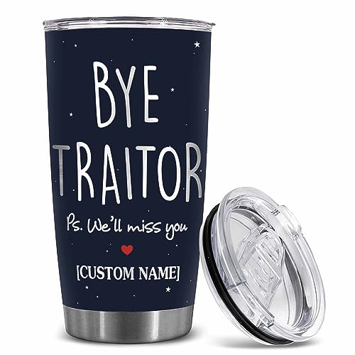 WHIDOBE Personalized Coworker Leaving Gifts For Women Men, Custom Name Bye Traitor Tumbler, Goodbye Coworker, Going Away Gift for Colleague, Boss, Leaving For New Job, Goodbye, Good Luck Coworkers