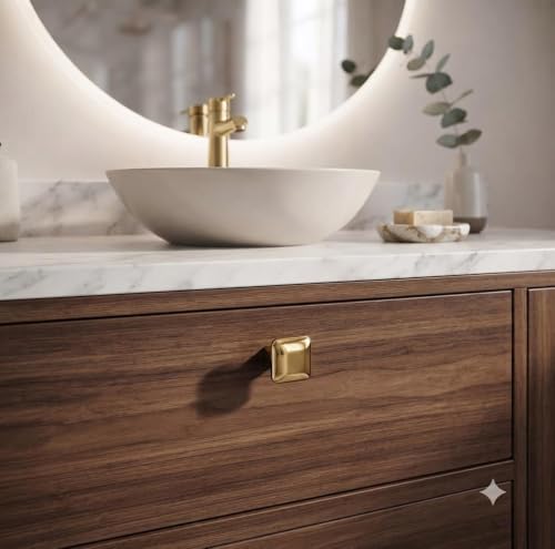 Image of JAGGER JAG401 Drawer Knobs for Home & Office - Durable and Elegant Stainless Steel Door Knob for Cabinets, Cupboards & Dressers (2, Gold (Square))