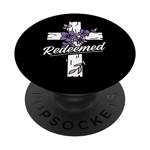 Christian Flowers Christianity Jesus - Bible Redeemed PopSockets Swappable PopGrip, Black