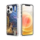 BOXUEZHENU Compatible with iPhone 17 Pro Case, Shockproof Full Body Phone Protective Clear Case Cover for Women Men(Moon-Castle-Beauty-Beast)